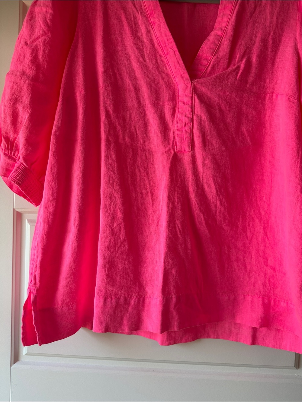 Lilly Pulitzer Neon Pink V-Neck Tunic Blouse - Picture 4 of 5